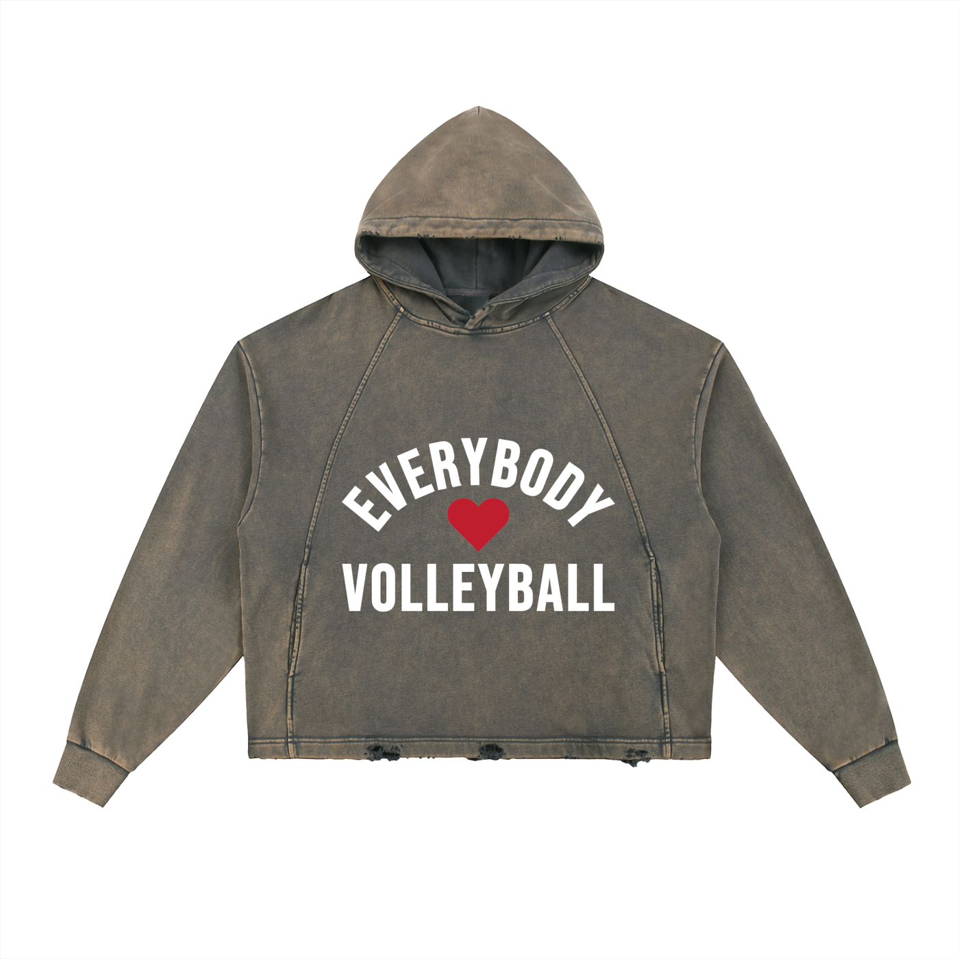 Vintage Washed Frayed-Hem Hoodie