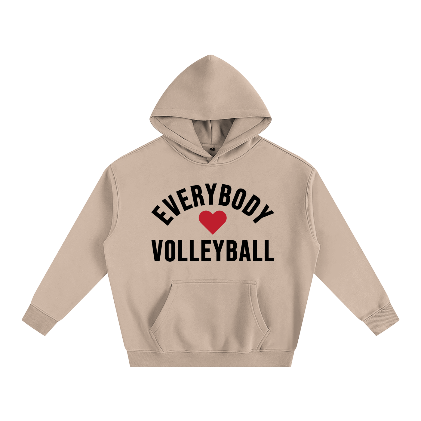 Everybody ❤️ Volleyball Oversize Fleeced Hoodie Black Logo