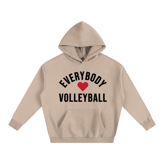 Everybody ❤️ Volleyball Oversize Fleeced Hoodie Black Logo
