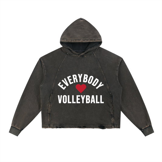 Vintage Washed Frayed-Hem Hoodie