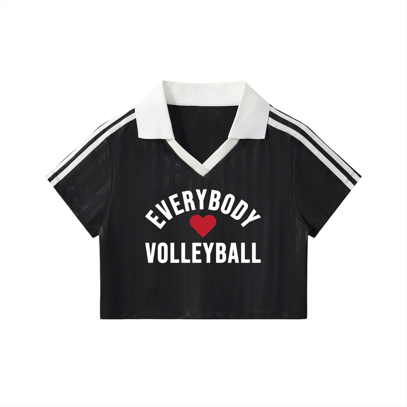 Contrast Collar Striped Cropped Jersey