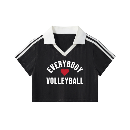 Contrast Collar Striped Cropped Jersey