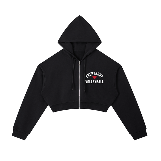 Essential Cropped Zip-Up Hoodie