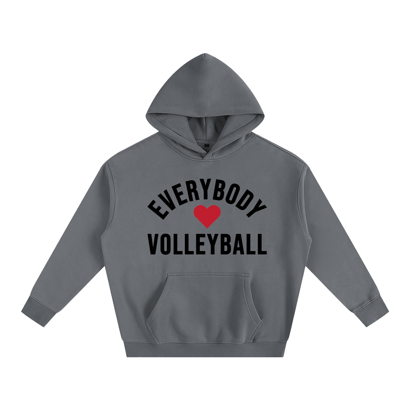 Everybody ❤️ Volleyball Oversize Fleeced Hoodie Black Logo